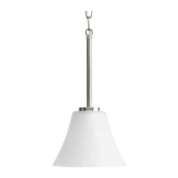1 Light Brushed Nickel Etched Glass Shade Pendant Light Fixture