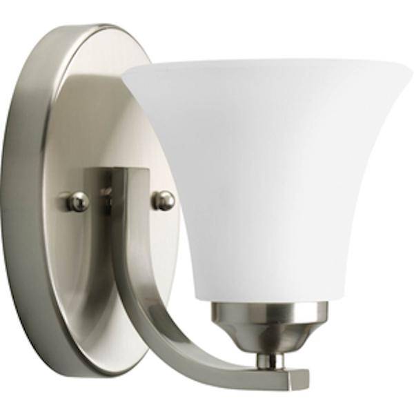 1 Light 120 volt Brushed Nickel Vanity Etched Glass Light Fixture