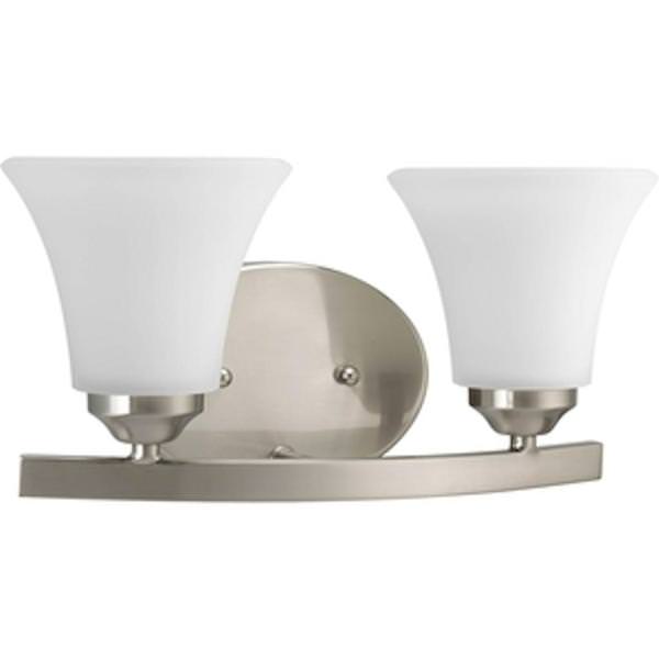 2 Light 120 volt Brushed Nickel Vanity Etched Glass Light Fixture