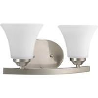 View 2 Light 120 volt Brushed Nickel Vanity Etched Glass Light Fixture