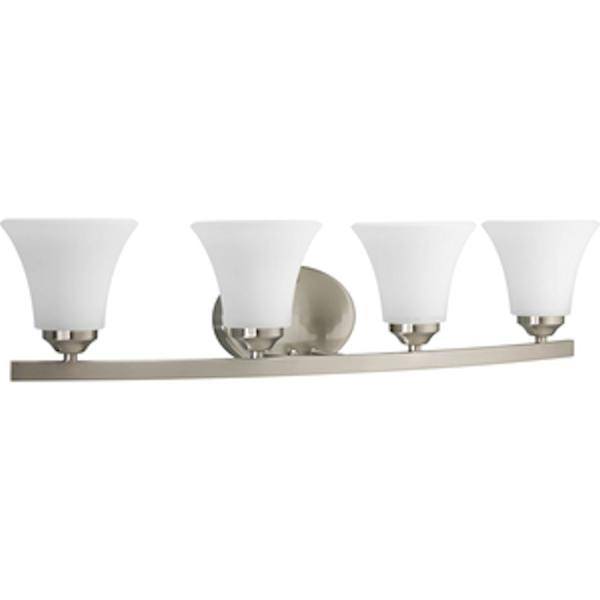 4 Light 120 volt Brushed Nickel Vanity Etched Glass Light Fixture