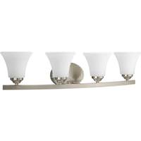 View 4 Light 120 volt Brushed Nickel Vanity Etched Glass Light Fixture