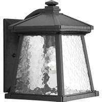Progress Lighting 1 Light Black with Clear Water Patterned Glass Small Wall Light Fixture