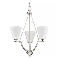 Progress Lighting 3 Light Brushed Nickel Etched Glass Shade Chandelier Light Fixture