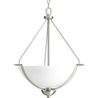 Progress Lighting 3 Light Brushed Nickel Etched Glass Shade Pendant Light Fixture