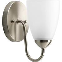 Progress Lighting 1 Light 120 volt Brushed Nickel Vanity Etched Glass Light Fixture
