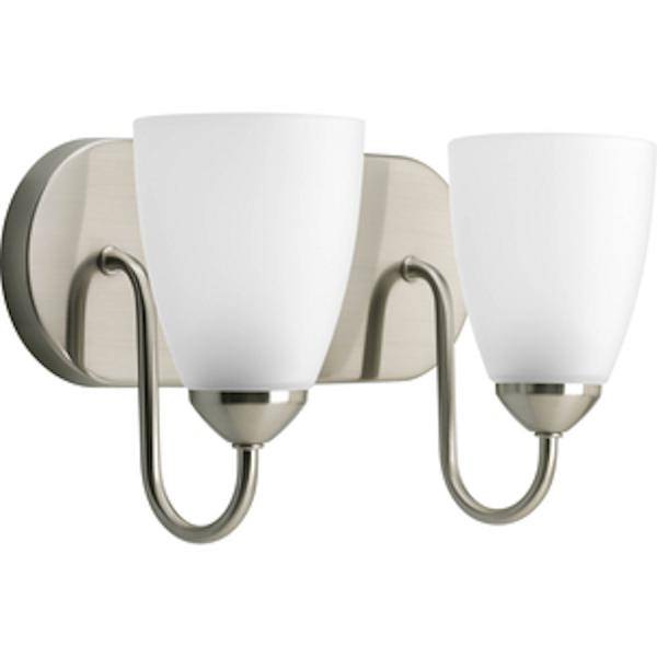 2 Light 120 volt Brushed Nickel Vanity Etched Glass Light Fixture