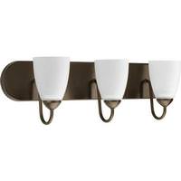 View 3 Light 120 volt Antique Bronze Vanity Etched Glass Light Fixture