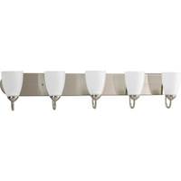 Progress Lighting 5 Light 120 volt Brushed Nickel Vanity Etched Glass Light Fixture