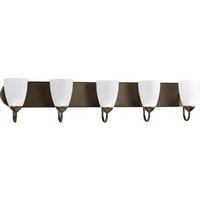 Progress Lighting 5 Light 120 volt Antique Bronze Vanity Etched Glass Light Fixture