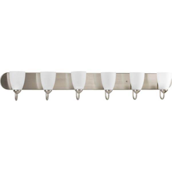 6 Light 120 volt Brushed Nickel Vanity Etched Glass Light Fixture