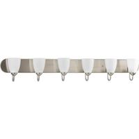 Progress Lighting 6 Light 120 volt Brushed Nickel Vanity Etched Glass Light Fixture