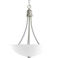 Progress Lighting 2 Light Brushed Nickel Etched Glass Shade Gather Collection Pendant Light Fixture
