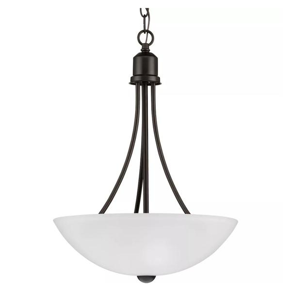2 Light Antique Bronze Etched Glass Shade Gather Collection Pendant Light Fixture