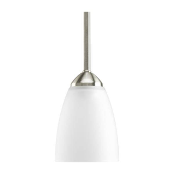 1 Light Brushed Nickel Etched Glass Shade Pendant Light Fixture