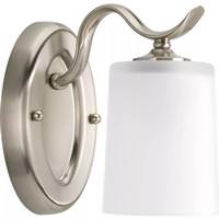 Progress Lighting 1 Light 120 volt Brushed Nickel Vanity Etched Glass Light Fixture