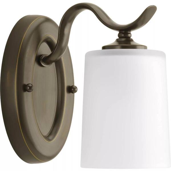 1 Light 120 volt Antique Bronze Vanity Etched Glass Light Fixture