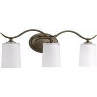 Progress Lighting 3 Light 120 volt Antique Bronze Vanity Etched Glass Light Fixture