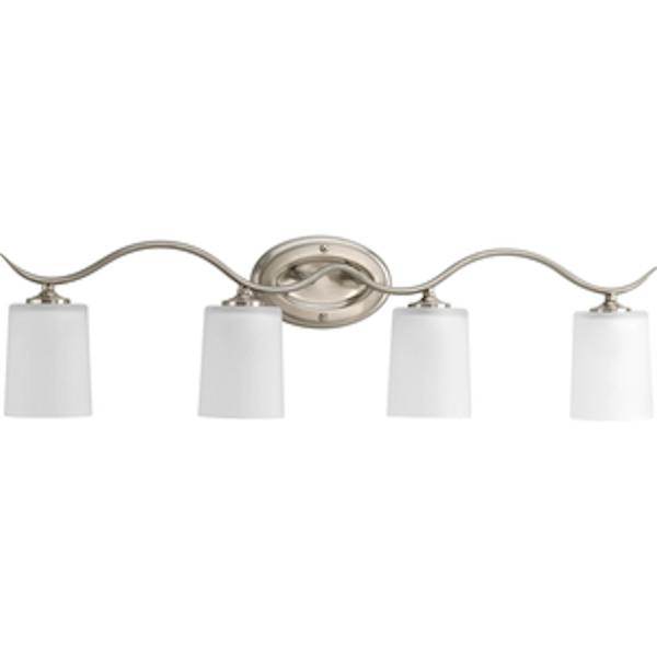 4 Light 120 volt Brushed Nickel Vanity Etched Glass Light Fixture