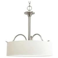 Progress Lighting 3 Light Brushed Nickel Off-white Linen Shade Acrylic Diffuser Pendant Light Fixture