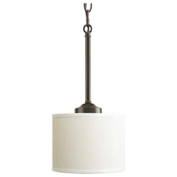 1 Light Antique Bronze Off-white Linen Shade Mini Pendant Light Fixture