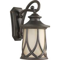Progress Lighting 1 Light Aged Copper with Etched Umber Glass Resort Wall Light Fixture