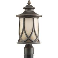 Progress Lighting 1 Light Antique Bronze with Umber Textured Glass Resort Post Top Light Fixture