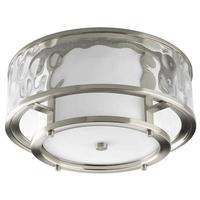 Progress Lighting 2 Light Brushed Nickel Distressed Clear/Etched Opal Glass Shade Ceiling Light Fixture
