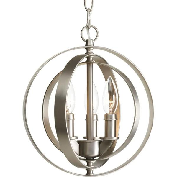 3 Light Burnished Silver Sphere Pendant Light Fixture