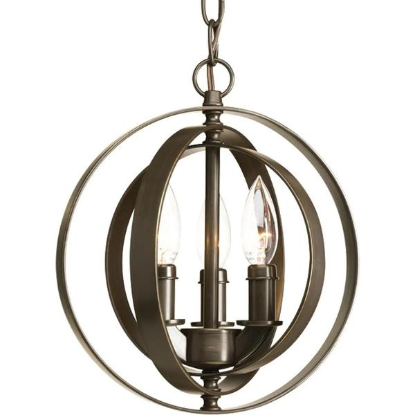 3 Light Antique Bronze Sphere Pendant Light Fixture