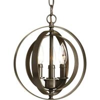 Progress Lighting 3 Light Antique Bronze Sphere Pendant Light Fixture