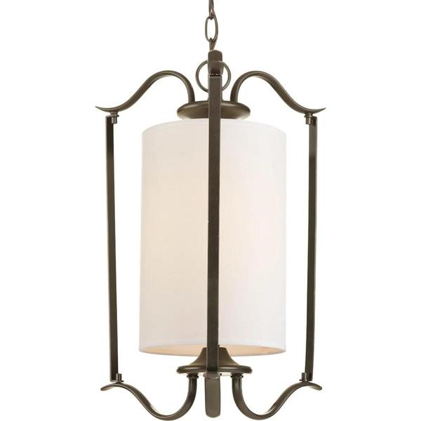 1 Light Antique Bronze Off-white Linen Shade Pendant Light Fixture