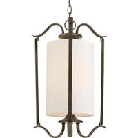 Progress Lighting 1 Light Antique Bronze Off-white Linen Shade Pendant Light Fixture