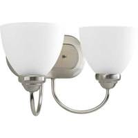 View 2 Light 120 volt Brushed Nickel Vanity Etched Glass Light Fixture