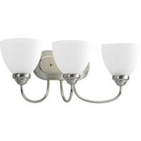 View 3 Light 120 volt Brushed Nickel Vanity Etched Glass Light Fixture