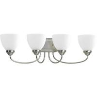 Progress Lighting 4 Light 120 volt Brushed Nickel Vanity Etched Glass Light Fixture