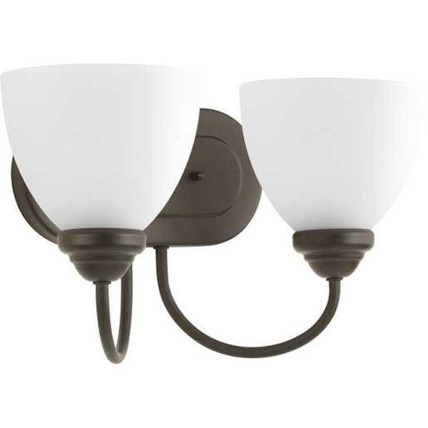 2 Light 120 volt Antique Bronze Vanity Etched Glass Light Fixture