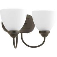 View 2 Light 120 volt Antique Bronze Vanity Etched Glass Light Fixture