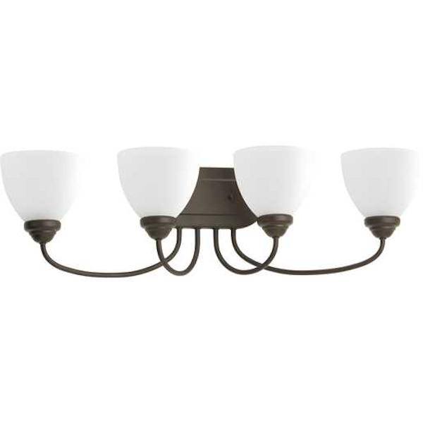 4 Light 120 volt Antique Bronze Vanity Etched Glass Light Fixture