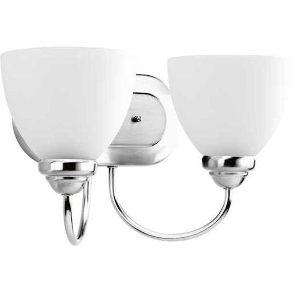 2 Light 120 volt Polished Chrome Vanity Etched Glass Light Fixture