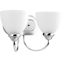 View 2 Light 120 volt Polished Chrome Vanity Etched Glass Light Fixture
