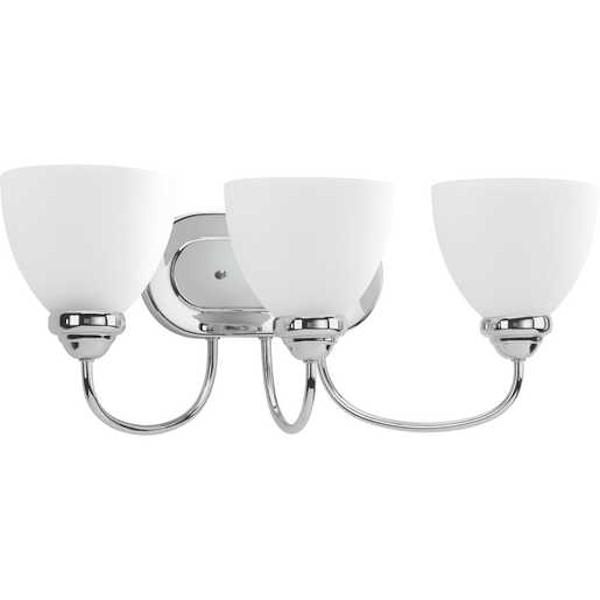 3 Light 120 volt Polished Chrome Vanity Etched Glass Light Fixture