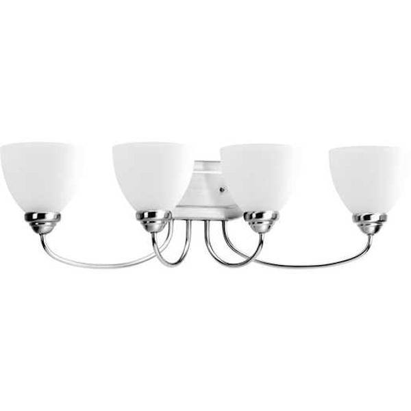4 Light 120 volt Polished Chrome Vanity Etched Glass Light Fixture