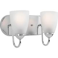 View 2 Light 120 volt Polished Chrome Vanity Etched Glass Light Fixture