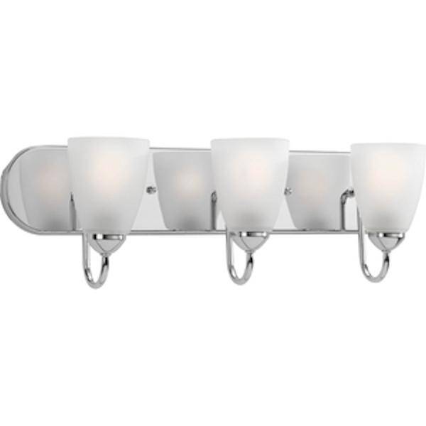 3 Light 120 volt Polished Chrome Vanity Etched Glass Light Fixture
