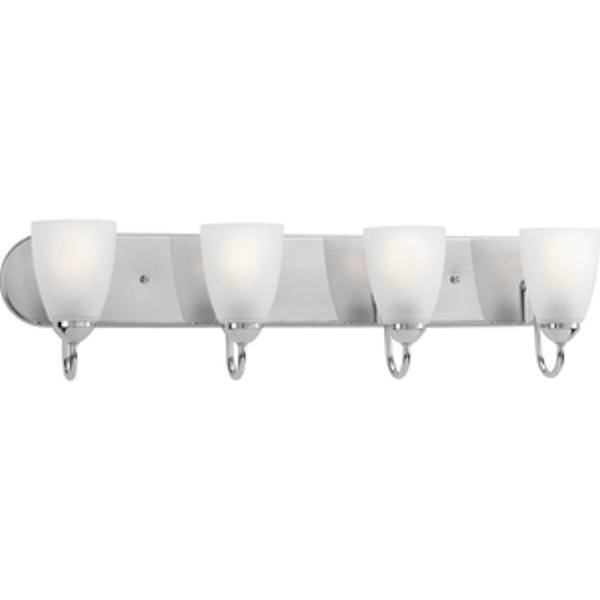 4 Light 120 volt Polished Chrome Vanity Etched Glass Light Fixture