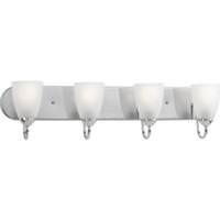 Progress Lighting 4 Light 120 volt Polished Chrome Vanity Etched Glass Light Fixture