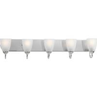 Progress Lighting 5 Light 120 volt Polished Chrome Vanity Etched Glass Light Fixture