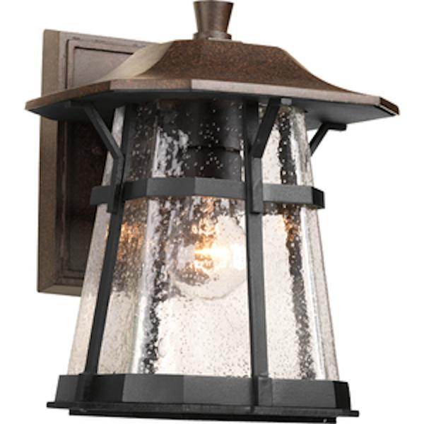 1 Light Espresso with Clear Seeded Glass Wall Light Fixture