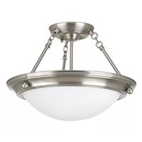 Progress Lighting 2 Light 120 volt Brushed Nickel Satin White Glass Close-to-Ceiling Light Fixture